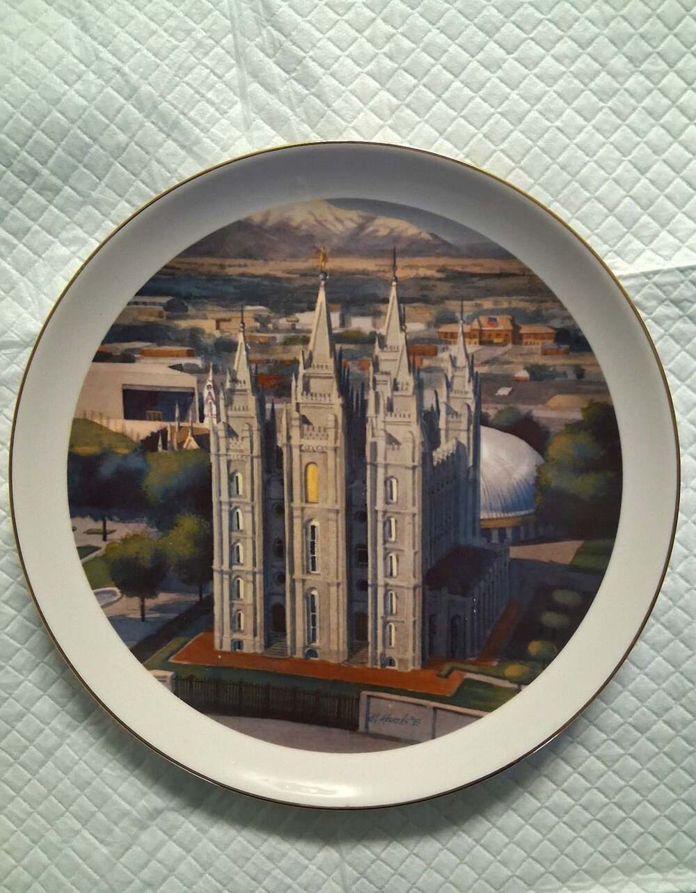 The Valley Banks Al Rounds Salt Lake Temple Collector Plate 1983